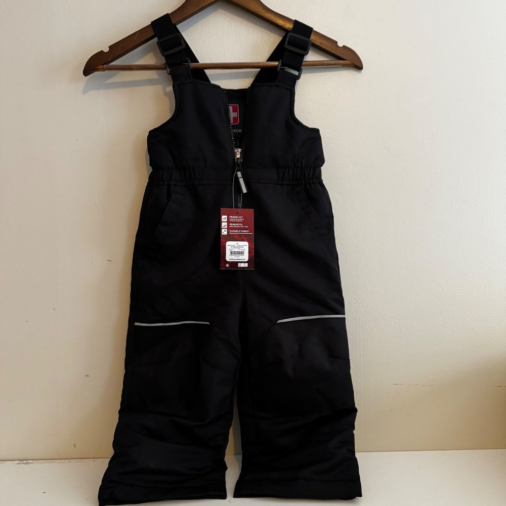 NWT Swiss Tech Unisex Black Snow Bibs 2T Winter Outerwear Layers Basics